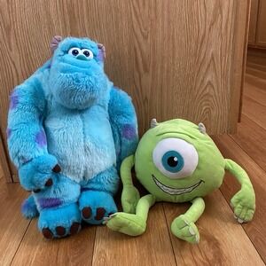 Disney Store Monsters Inc. Mike & Sully 12" Sitting Plush Stuffed Animals